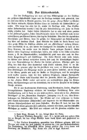 VIII. Der Hüttenbetrieb. Rückblick.