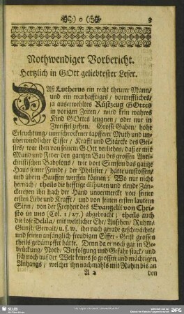 Nothwendiger Vorbericht