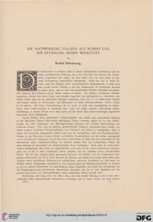 Die Nachwirkung Italiens auf Rubens und die Gründung seiner Werkstatt