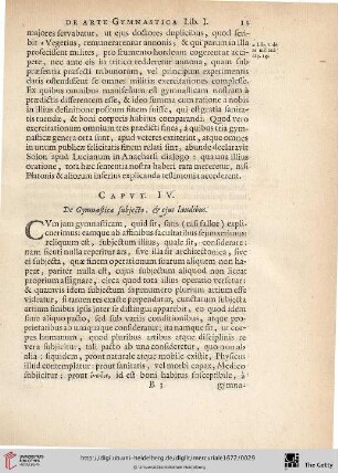 Caput. IV.: De Gymnastica subjecto, & ejus laudibus