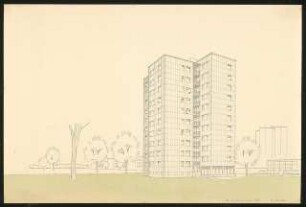 Wohnhochhaus: Perspektivische Ansicht