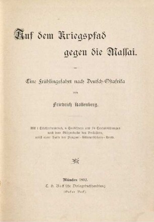 Auf dem Kriegspfad gegen die Massai : eine Frühlingsfahrt nach Deutsch-Ostafrika