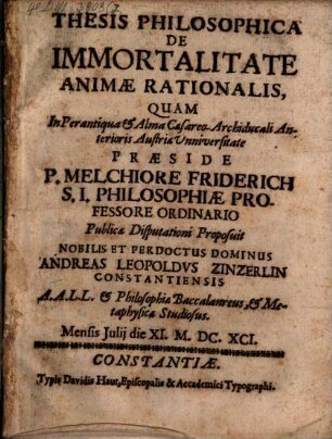 Theses philos. de immortalitate animae rationalis