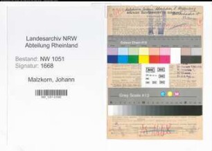 Entnazifizierung Johann Malzkorn , geb. 18.03.1895 (Betriebspruefer)