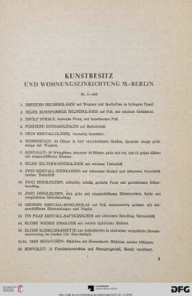 Kunstbesitz und Wohnungseinrichtung M.-Berlin (Nr. 1-272)