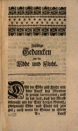 Zufällige Gedancken von der Ebbe und Fluht