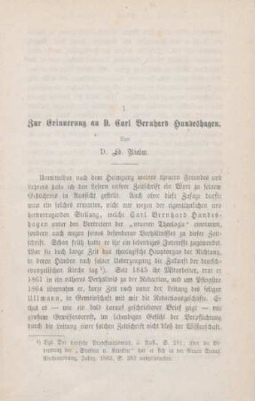 7-104 Zur Erinnerung an D. Carl Bernhard Hundeshagen