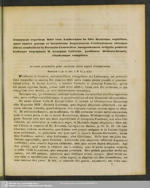 Articulus prooemialis prior continens totius negotii fundamentum