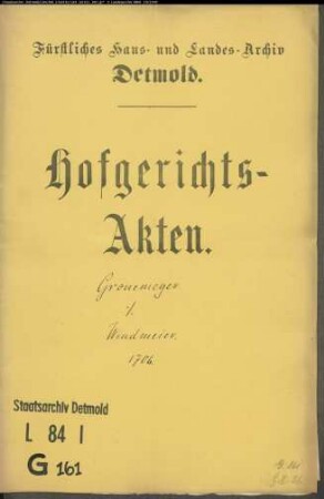 Gronemeyer, Johann Henrich gegen Hans Bernd Windmeier bei Lage - Brautschatz