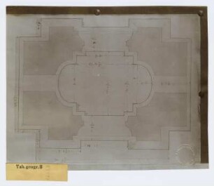 Potsdam, Stadtschloss, Fortunaportal, Entwurf, Grundriss : Potsdam, Stadtschloss, Fortunaportal, Entwurf, Grundriss mit Maßangaben, Jean de Bodt, um 1700. Feder, Pinsel in Wasserfarbe/Papier.