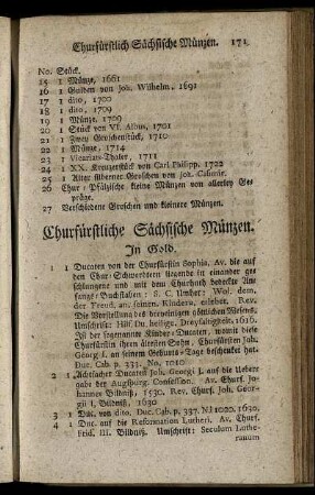 Churfürstliche Sächsische Münzen. - Herzoglich-Sachsen-Lauenburgische Münzen.