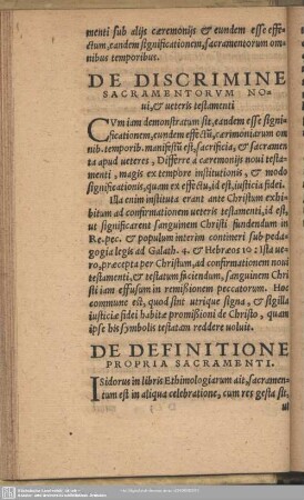 De Discrimine Sacramentorum novi, [et] veteris testamenti