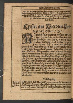 Epistel am Vierdten Sontage nach Ostern/ Jac. 1.