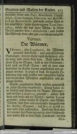Vermes. Die Würmer