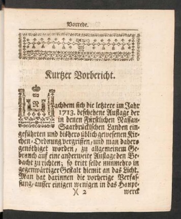 Kurtzer Vorbericht.