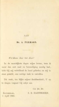 Aan Dr. A. Pierson