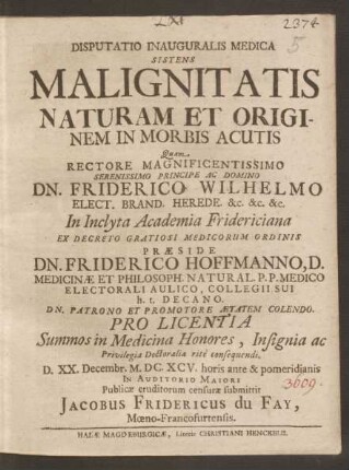 Disputatio Inauguralis Medica Sistens Malignitatis Naturam Et Originem In Morbis Acutis
