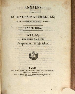 Annales des sciences naturelles. Atlas, 1825