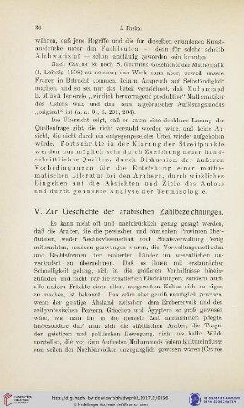 V. Zur Geschichte der arabischen Zahlbezeichnungen