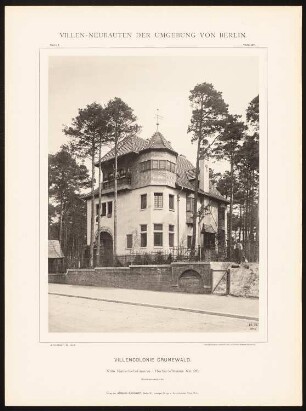 Villa Kalisch-Lehmann, Berlin-Grunewald: Straßenansicht (aus: Hermann Rückwardt, Villen-Neubauten der Umgebung von Berlin)