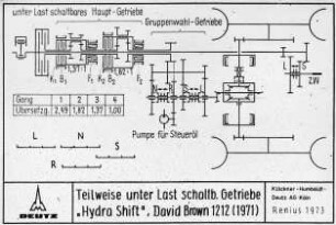 Teilweise unter Last schaltbare Getriebe "Hydra Shift", David Brown 1212 (1971)