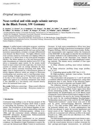 Near-vertical and wide-angle seismic surveys in the Black Forest, SW Germany