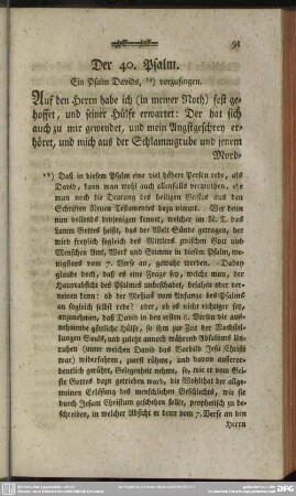 Der 40. Psalm. Ein Psalm Davids, vorzusingen
