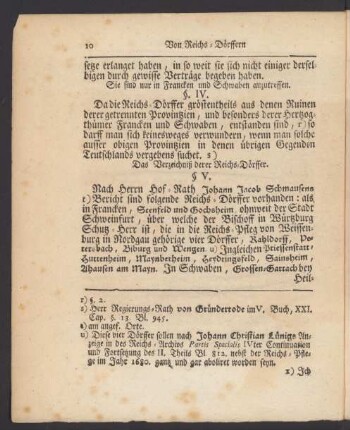 Das Verzeichniß derer Reichs-Dörffer. §. V.