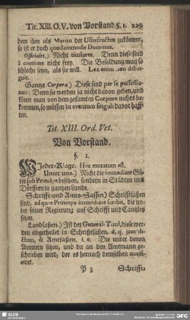 Tit. XIII. Ord. Vet. Von Vorstand