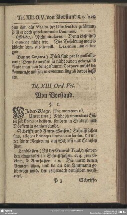 Tit. XIII. Ord. Vet. Von Vorstand