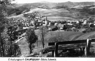 Kirnitzschtal-Saupsdorf. Blick auf Saupsdorf, Ansichtskarte