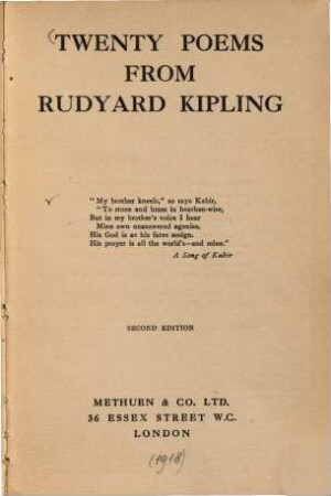 Twenty Poems from Rudyard Kipling