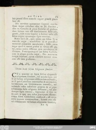 Utrùm liceat falsam Religionem simulare.