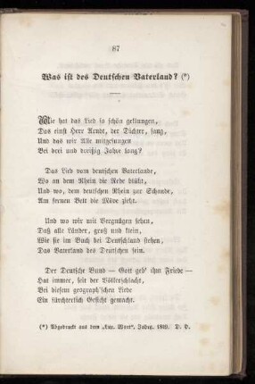 Was ist des Deutschen Vaterland?