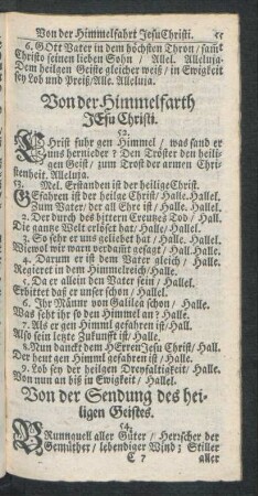 Von der Himmelfarth Jesu Christi.