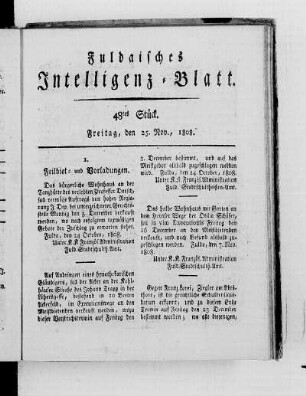 48tes Stück, Ausgabe vom 25. Nov. 1808