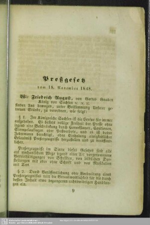 Preßgesetz vom 18. November 1848