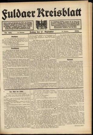 Ausgabe vom Freitag, den 27. September 1912.