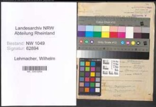 Entnazifizierung Wilhelm Lehmacher , geb. 17.08.1912 (Kassenangestellter)