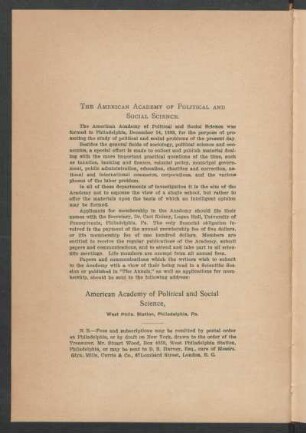 The American Academy of Political and Social Science.