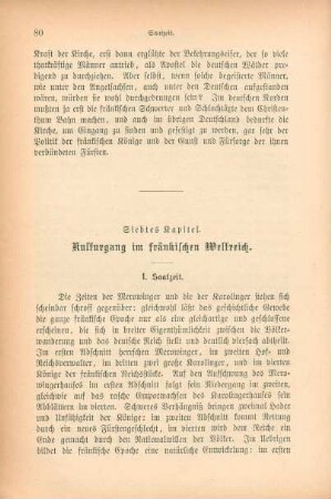 Siebtes Kapitel. Kulturgang im fränkischen Weltreich