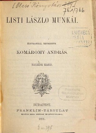 Listi László munkái