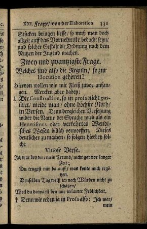 Zwey und zwanzigste Frage. [Von der Elocution eines Gedichts] – Vier und zwanzigste Frage. [von der Disposition eines Gedichts]