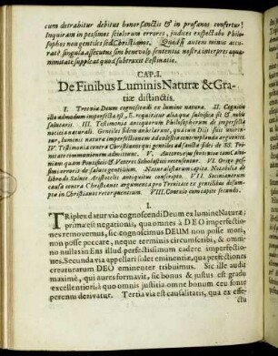 Cap. I. De Finibus Luminis Naturæ & Gratiæ distictis.