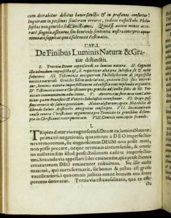 Cap. I. De Finibus Luminis Naturæ & Gratiæ distictis.