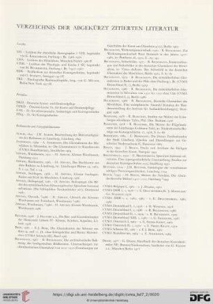 Verzeichnis der abgekürzt zitierten Literatur