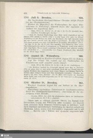 960. 1781, August 13. Wittenberg
