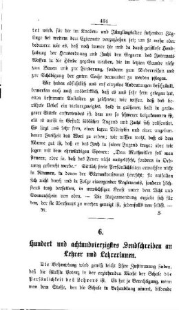 Hundert und achtundvierzigstes Sendschreiben an Lehrer und Lehrerinnen