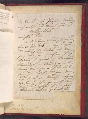 Bibliographische Notiz, handschriftlich
