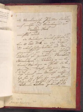 Bibliographische Notiz, handschriftlich